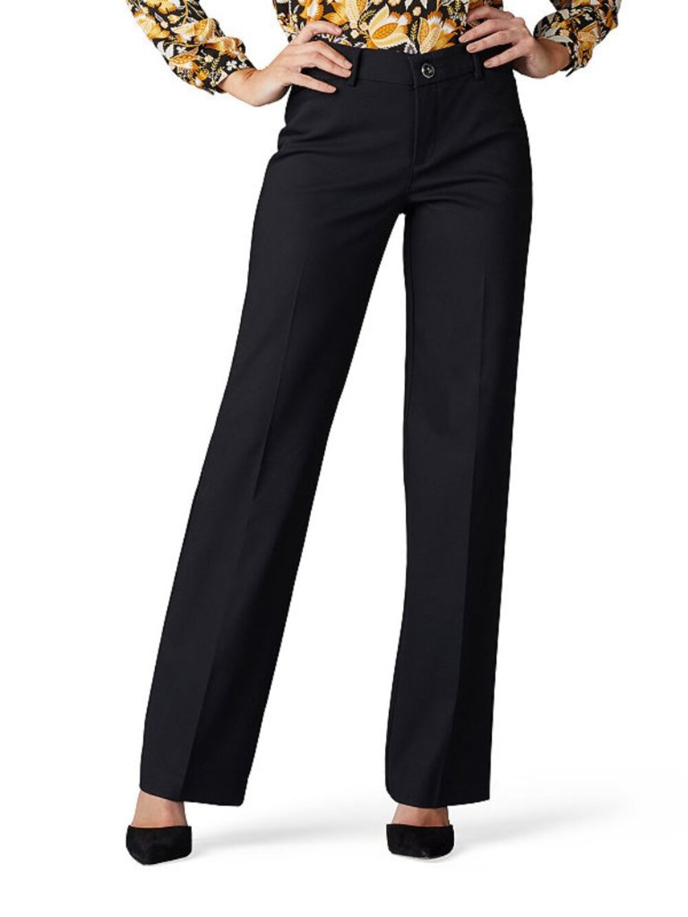 Lee Women's Flex Motion Regular Fit Trouser Pants, Size 16, Medium, Black, NWT
